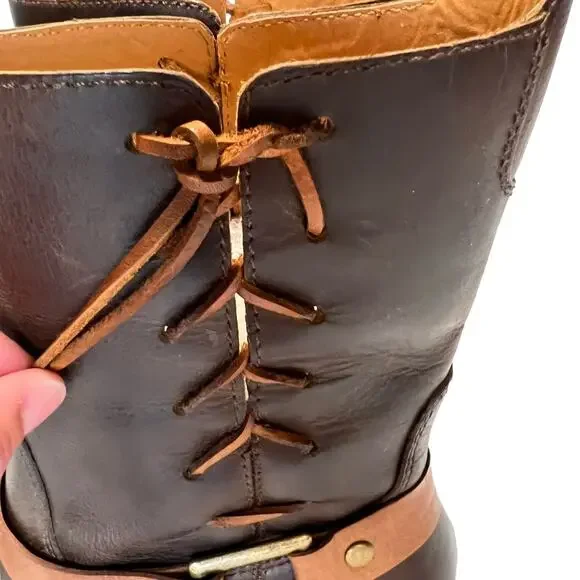 Latigo Women's Thistle Leather Boots Lace Up Harness Buckle Brown Size 7M - Picture 8 of 16
